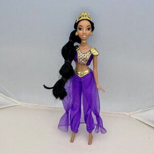 2006 Disney Princess Aladdin Jasmine Doll Purple Outfit With Crown Missing Shoes